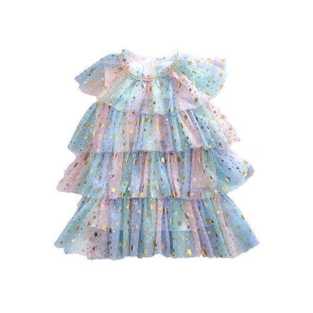 Lola and the Boys - Pastel Rainbow Stars Dress size 3/4